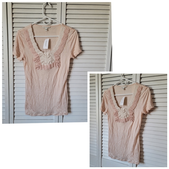 BANANA REPUBLIC Blush Textured Tee, Size S - Picture 1 of 4